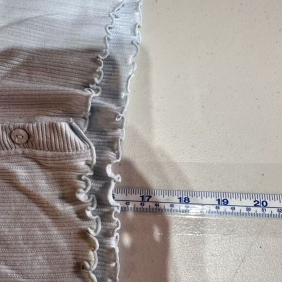 Y2K B. Moss Ribbed Henley Lettuce Trim Crop Shirt Pink & Blue Medium Baby Tee - Picture 6 of 16